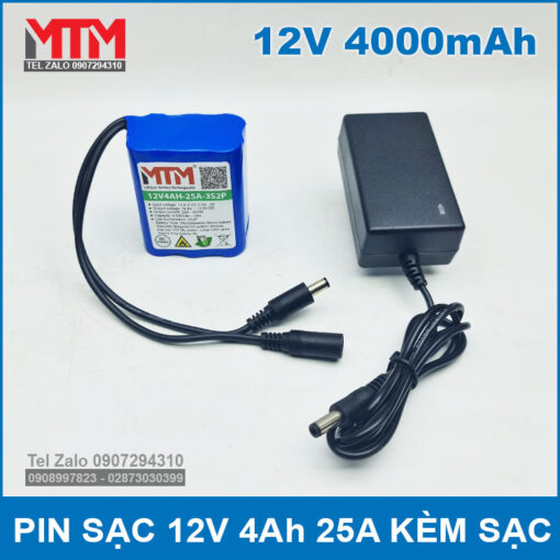 Pin 12v 4000mah 25A Kem Sac