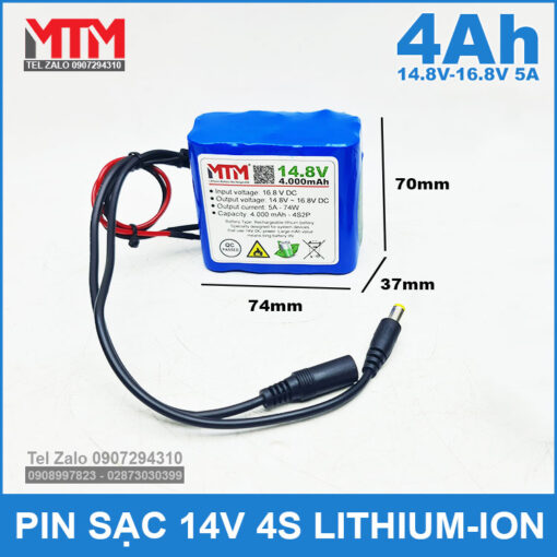 Khoi Pin 14V 4000mah 5A 4S2P MTM Kich Thuoc