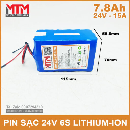 Khoi Pin 24v 7800mah 15A 6S3P Kich Thuoc